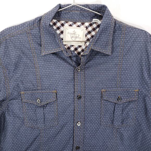 Age of Wisdom Shirt Mens Extra Large Blue Short Sleeve Casual Comfort Button Up - Picture 2 of 7